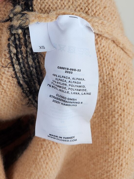 Closed Alpaca Wool Oversized Chunky Knit Striped Cardigan Sweater XS - Picture 12 of 14